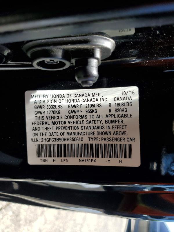 Продажа на аукционе авто 2017 Honda Civic, vin: 2HGFC3B90HH350610, номер лота: 57365186
