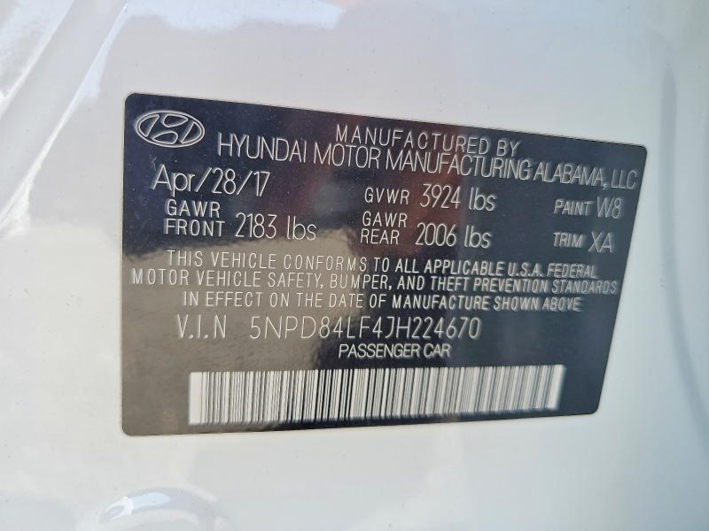 Aukcja sprzedaży 2018 Hyundai Elantra, vin: 5NPD84LF4JH224670, numer aukcji: 57785096