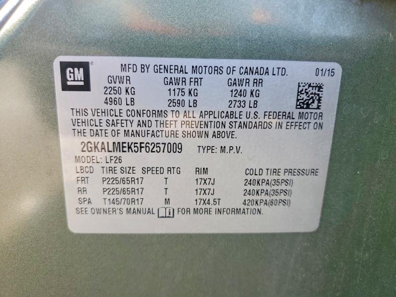 Aukcja sprzedaży 2015 Gmc Terrain, vin: 2GKALMEK5F6257009, numer aukcji: 85455185