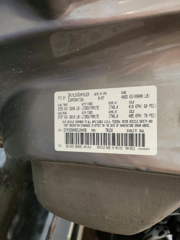 57150136 :رقم المزاد ، 3D7KS28A08G124438 vin ، 2008 Dodge Ram 2500 مزاد بيع
