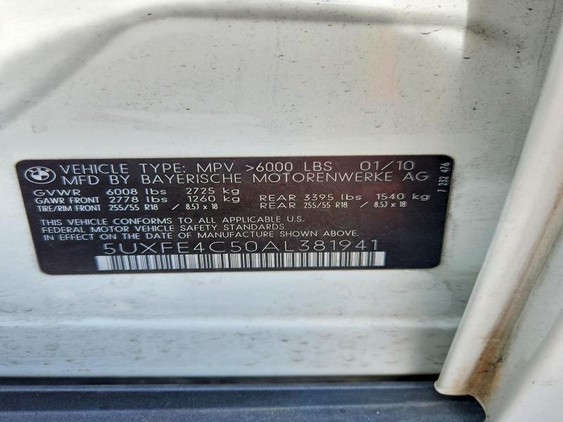 Продаж на аукціоні авто 2010 Bmw X5, vin: 5UXFE4C50AL381941, номер лоту: 58831436
