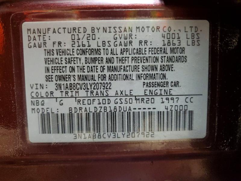 Продаж на аукціоні авто 2020 Nissan Sentra, vin: 3N1AB8CV3LY207922, номер лоту: 57824006