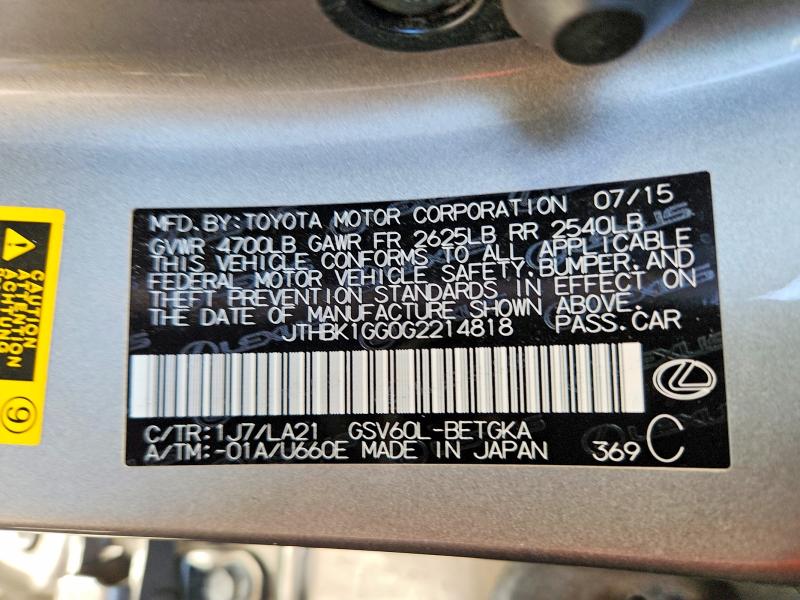 Aukcja sprzedaży 2016 Lexus Es, vin: JTHBK1GG0G2214818, numer aukcji: 56493076