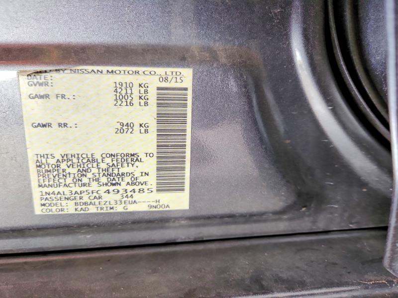 Продаж на аукціоні авто 2015 Nissan Altima, vin: 1N4AL3AP5FC493485, номер лоту: 55638506