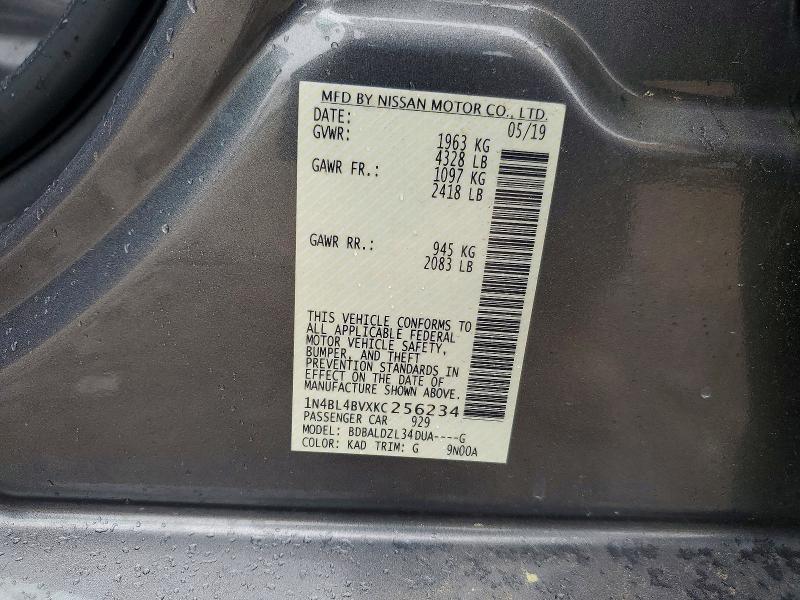 Продажа на аукционе авто 2019 Nissan Altima, vin: 1N4BL4BVXKC256234, номер лота: 57752736