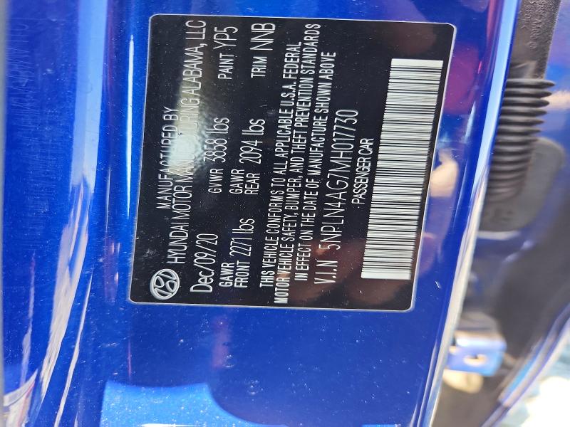 Продажа на аукционе авто 2021 Hyundai Elantra, vin: 5NPLN4AG7MH017730, номер лота: 56969336