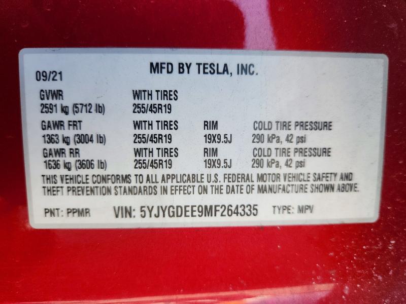 Aukcja sprzedaży 2021 Tesla Model Y, vin: 5YJYGDEE9MF264335, numer aukcji: 97683935