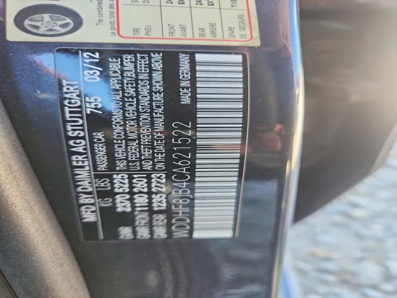 57046136 :رقم المزاد ، WDDHF8JB4CA621522 vin ، 2012 Mercedes-benz E مزاد بيع