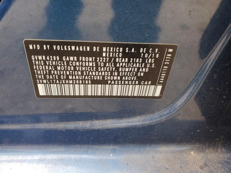 57182296 :رقم المزاد ، 3VWL17AJXHM268165 vin ، 2017 Volkswagen Jetta مزاد بيع