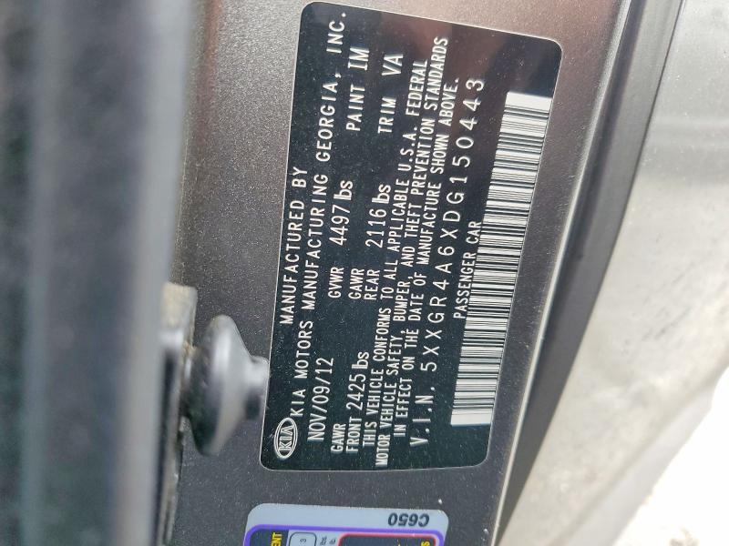 2013 Kia Optima მანქანა იყიდება აუქციონზე, vin: 5XXGR4A6XDG150443, აუქციონის ნომერი: 58133626