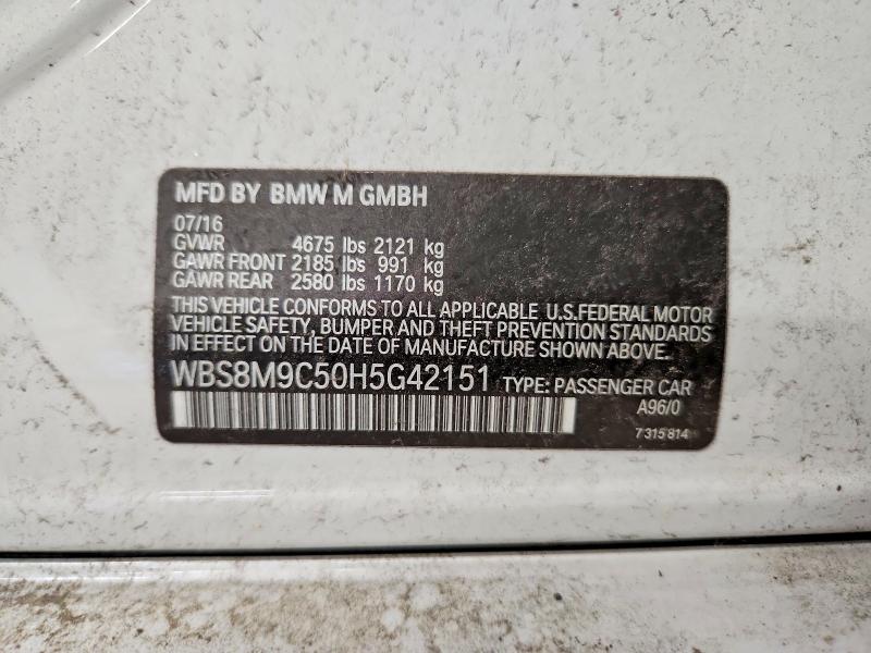 57835396 :رقم المزاد ، WBS8M9C50H5G42151 vin ، 2017 Bmw M3 مزاد بيع