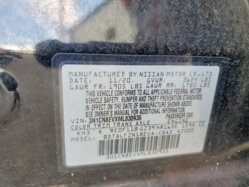 57360056 :رقم المزاد ، 3N1CN8EVXML830935 vin ، 2021 Nissan Versa مزاد بيع