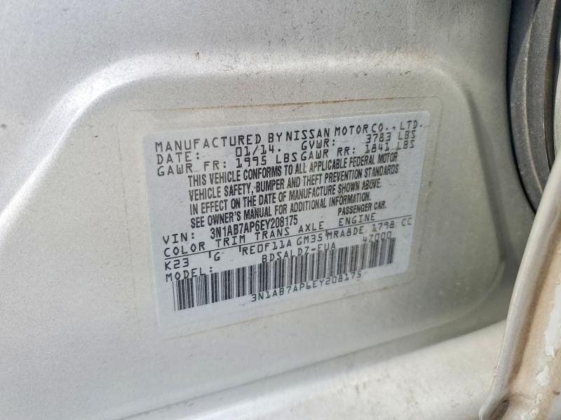 Продаж на аукціоні авто 2014 Nissan Sentra, vin: 3N1AB7AP6EY208175, номер лоту: 56101166