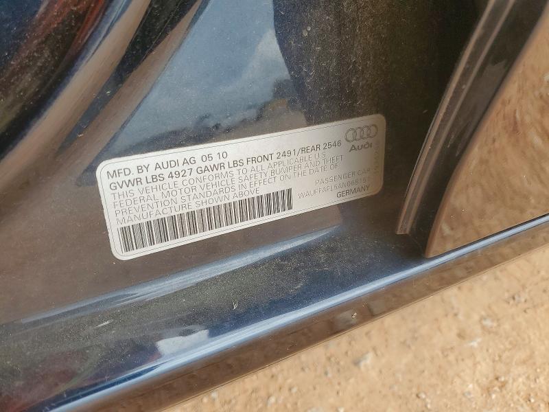 2010 Audi A4 მანქანა იყიდება აუქციონზე, vin: WAUFFAFL5AN068151, აუქციონის ნომერი: 55985506