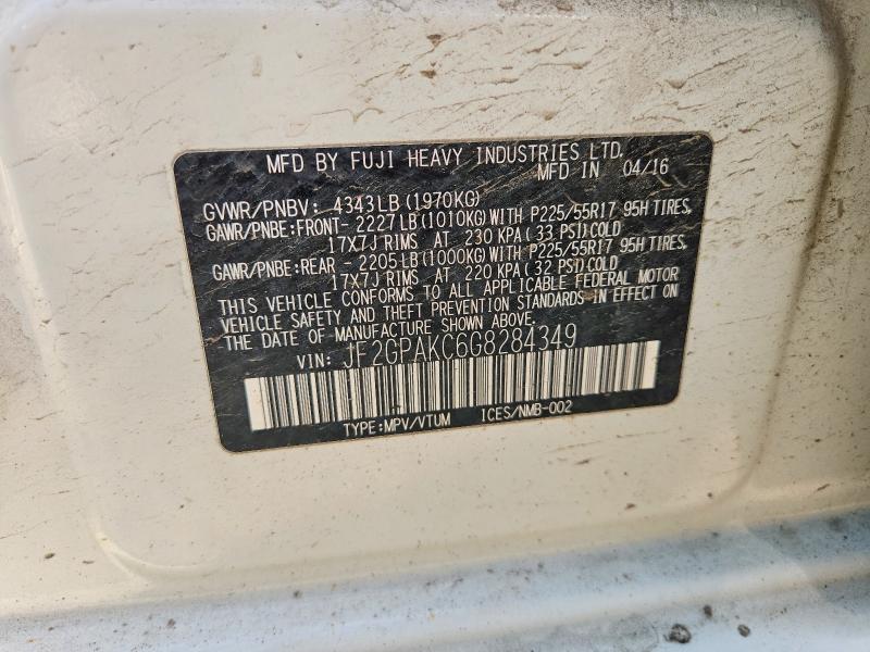 2016 Subaru Crosstrek მანქანა იყიდება აუქციონზე, vin: JF2GPAKC6G8284349, აუქციონის ნომერი: 56254876