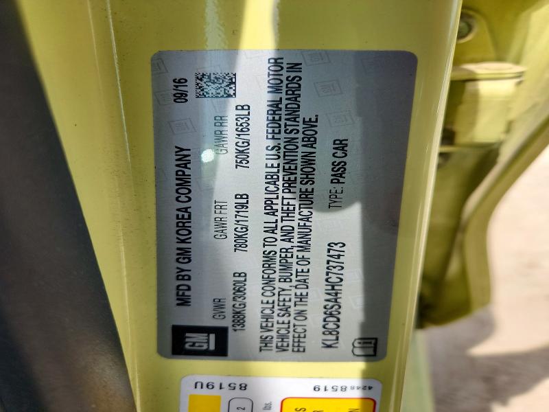 Продажа на аукционе авто 2017 Chevrolet Spark, vin: KL8CD6SA4HC737473, номер лота: 55447026