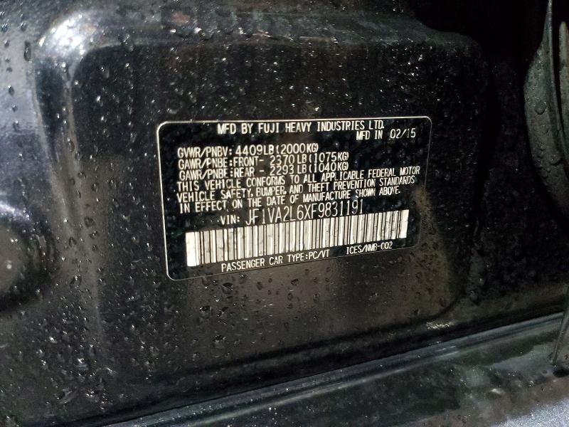 2015 Subaru Wrx მანქანა იყიდება აუქციონზე, vin: JF1VA2L6XF9831191, აუქციონის ნომერი: 57494186