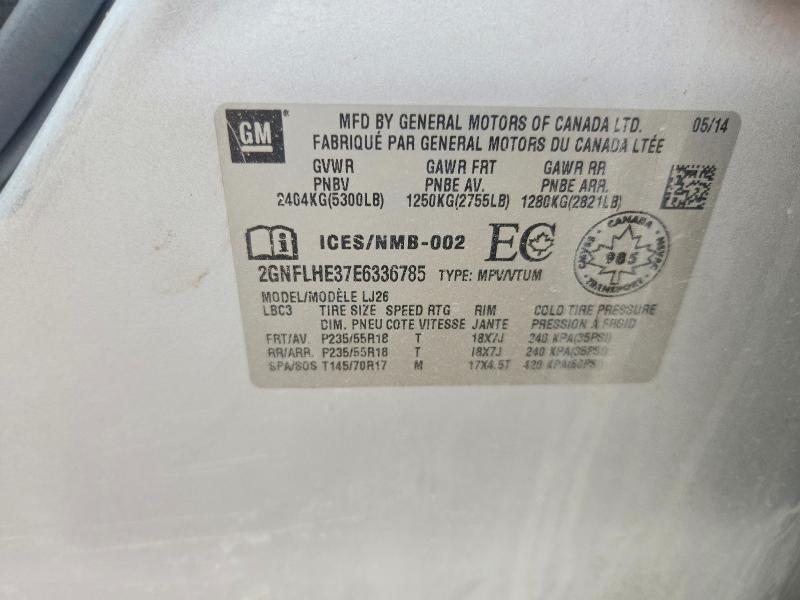 57544146 :رقم المزاد ، 2GNFLHE37E6336785 vin ، 2014 Chevrolet Equinox مزاد بيع