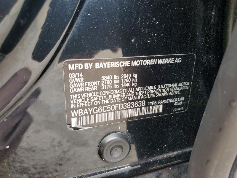 Продаж на аукціоні авто 2015 Bmw 740, vin: WBAYG6C50FD383638, номер лоту: 56806736