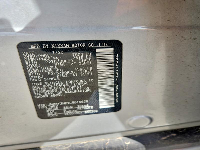 Aukcja sprzedaży 2020 Nissan Armada, vin: JN8AY2NC1L9619626, numer aukcji: 56497306