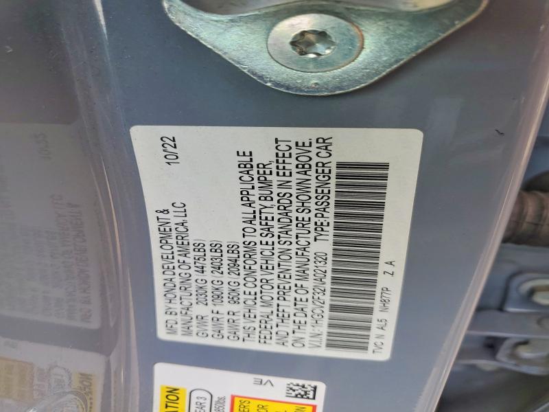 2022 Honda Accord მანქანა იყიდება აუქციონზე, vin: 1HGCV2F32NA021320, აუქციონის ნომერი: 56055576