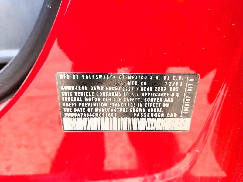 Aukcja sprzedaży 2012 Volkswagen Jetta, vin: 3VW5A7AJ4CM091601, numer aukcji: 57851326