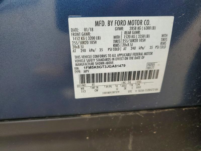 Aukcja sprzedaży 2018 Ford Explorer, vin: 1FM5K8GT3JGA81479, numer aukcji: 55005786