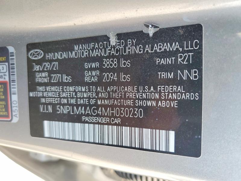 Aukcja sprzedaży 2021 Hyundai Elantra, vin: 5NPLM4AG4MH030230, numer aukcji: 58960506