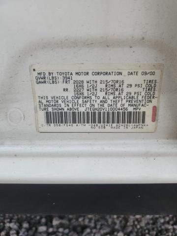 Aukcja sprzedaży 2001 Toyota Rav4, vin: JTEGH20V110004456, numer aukcji: 57172596