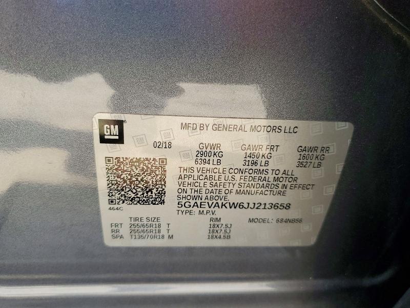 2018 Buick Enclave მანქანა იყიდება აუქციონზე, vin: 5GAEVAKW6JJ213658, აუქციონის ნომერი: 54733446