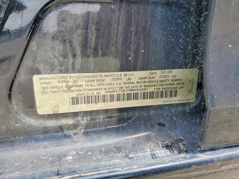 58931436 :رقم المزاد ، 3VWRZ71K79M093287 vin ، 2009 Volkswagen Jetta مزاد بيع