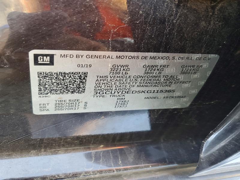 Aukcja sprzedaży 2019 Chevrolet Silverado, vin: 3GCUYDED5KG115365, numer aukcji: 57035346