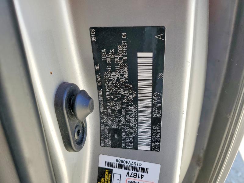 56857616 :رقم المزاد ، 5TDZA23C76S553806 vin ، 2006 Toyota Sienna مزاد بيع