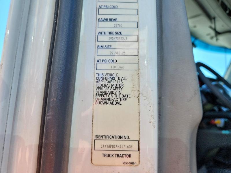 Продаж на аукціоні авто 2017 Kenworth Construction, vin: 1XKYAP8X4HJ171659, номер лоту: 54436196
