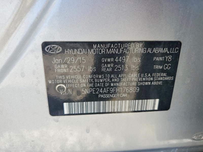 2015 Hyundai Sonata მანქანა იყიდება აუქციონზე, vin: 5NPE24AF9FH176809, აუქციონის ნომერი: 57435126