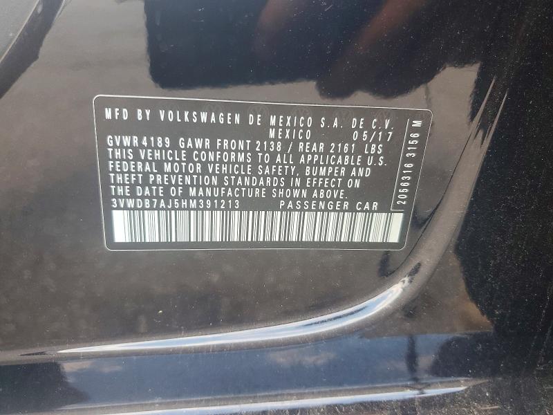 Продажа на аукционе авто 2017 Volkswagen Jetta, vin: 3VWDB7AJ5HM391213, номер лота: 57565696