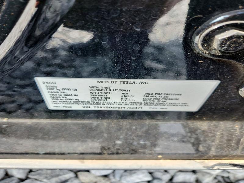 2023 Tesla Model Y მანქანა იყიდება აუქციონზე, vin: 7SAYGDEF8PF753471, აუქციონის ნომერი: 55377796