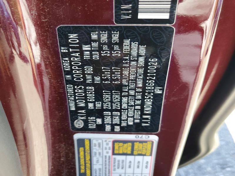 2016 Kia Sedona მანქანა იყიდება აუქციონზე, vin: KNDMB5C18G6210026, აუქციონის ნომერი: 58111826