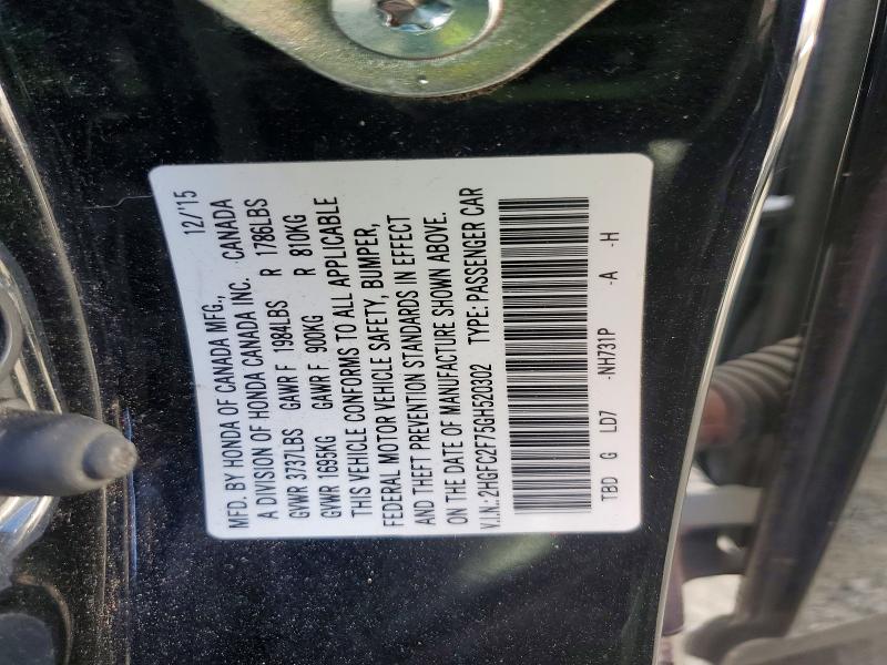 2016 Honda Civic მანქანა იყიდება აუქციონზე, vin: 2HGFC2F75GH520302, აუქციონის ნომერი: 56365746
