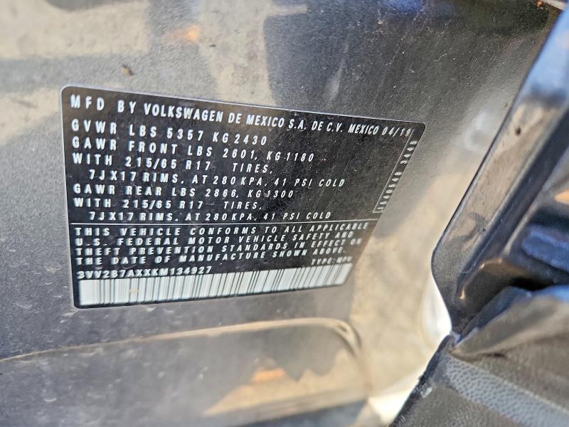 Продажа на аукционе авто 2019 Volkswagen Tiguan, vin: 3VV2B7AXXKM134927, номер лота: 58376386