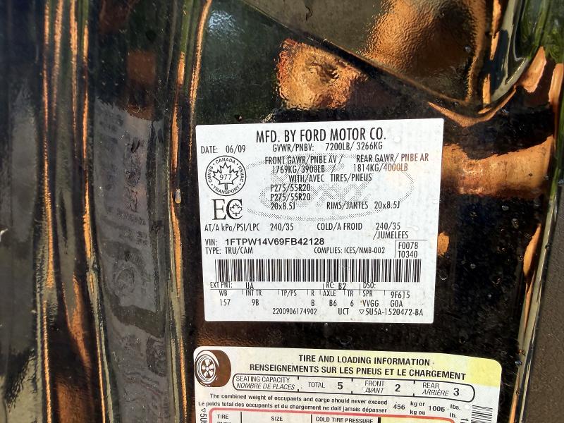 Aukcja sprzedaży 2009 Ford F150, vin: 1FTPW14V69FB42128, numer aukcji: 58325106