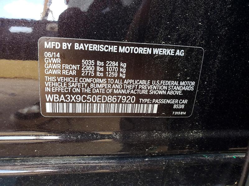 2014 Bmw 335 მანქანა იყიდება აუქციონზე, vin: WBA3X9C50ED867920, აუქციონის ნომერი: 59106166
