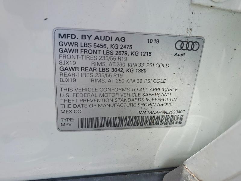 Продаж на аукціоні авто 2020 Audi Q5, vin: WA1BNAFY9L2029402, номер лоту: 58277066