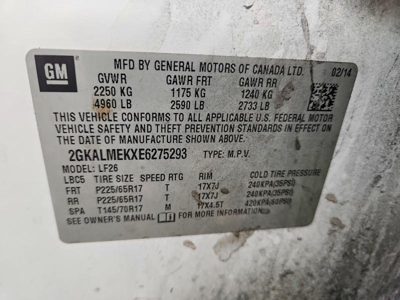 Aukcja sprzedaży 2014 Gmc Terrain, vin: 2GKALMEKXE6275293, numer aukcji: 57409426