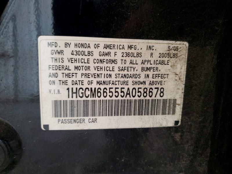 Продажа на аукционе авто 2005 Honda Accord, vin: 1HGCM66555A058678, номер лота: 58602156