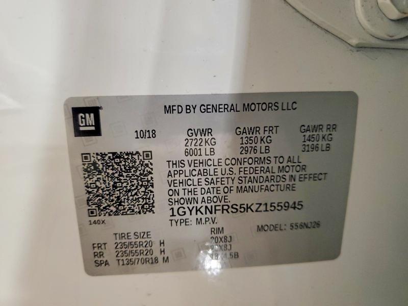 Aukcja sprzedaży 2019 Cadillac Xt5, vin: 1GYKNFRS5KZ155945, numer aukcji: 58505186