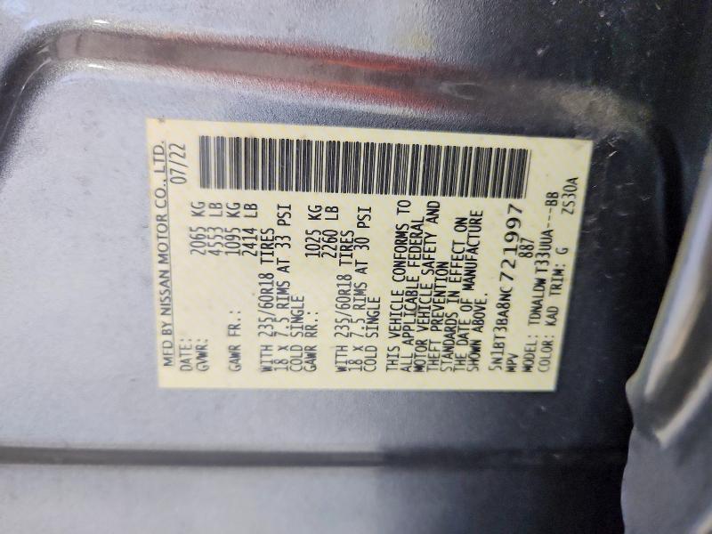Aukcja sprzedaży 2022 Nissan Rogue, vin: 5N1BT3BA8NC721997, numer aukcji: 55849696