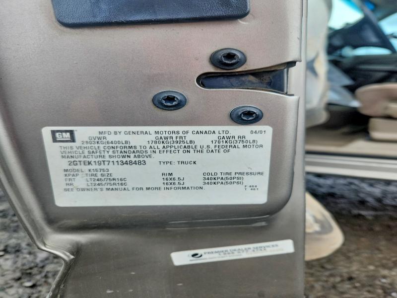 Aukcja sprzedaży 2001 Gmc New Sierra, vin: 2GTEK19T711348483, numer aukcji: 58387096