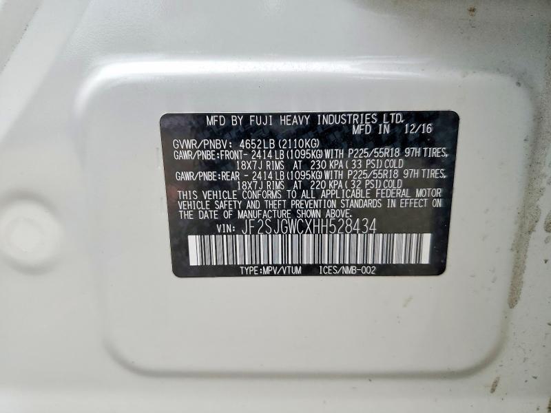 Продаж на аукціоні авто 2017 Subaru Forester, vin: JF2SJGWCXHH528434, номер лоту: 54923266