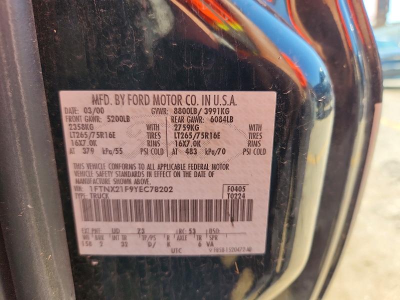 Продажа на аукционе авто 2000 Ford F250, vin: 1FTNX21F9YEC78202, номер лота: 58443736